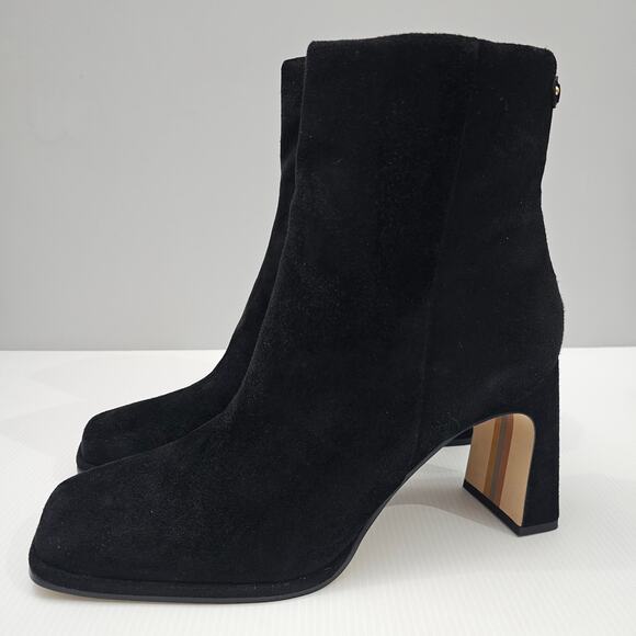 Sam Edelman Irie Ankle Bootie Women 11 Black Suede Square Toe Block Heel Elegant - Picture 1 of 16